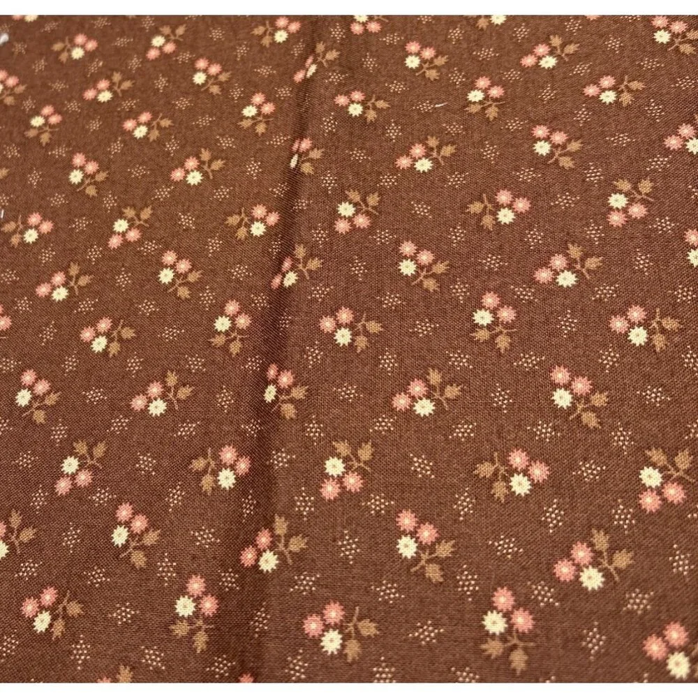Small Floral Brown Quilting Cotton Fabric 19x22